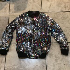 Casey  Sequin Jacket - Silver and Multicolor use Med